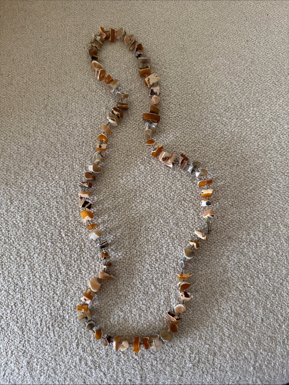 Beige and Amber Stone Necklace - Women Jewelry